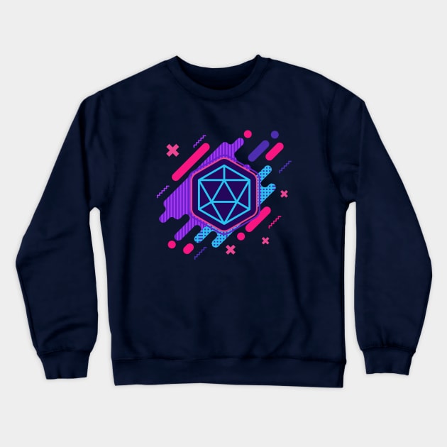 Cyberpunk Vintage Pop D20 Dice Tabletop RPG Crewneck Sweatshirt by dungeonarmory